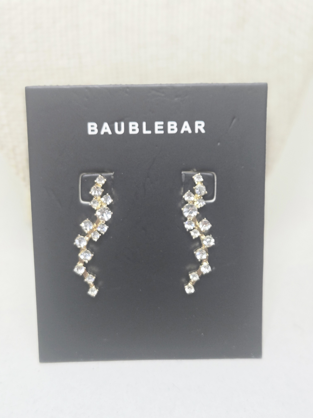 BAUBLEBAR Gold Crystal Farah Ear Climbers - Clear Crystals